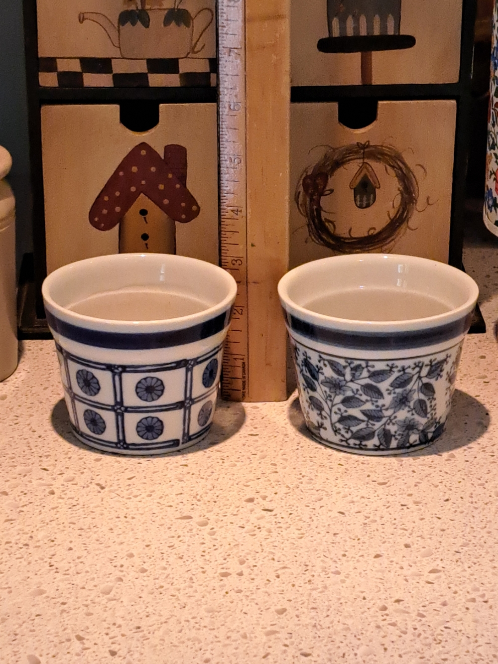 Blue and White Porcelain Planters - Set of 2